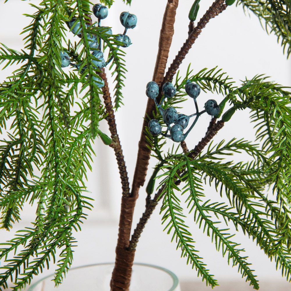 736А/9271-0154(F) Ветка еловая с ягодами h108см(61+47см) 4ветки_4