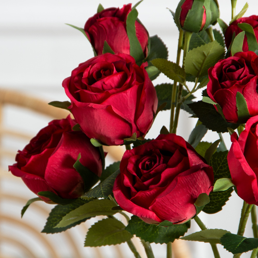 7141А/0108-0360/2(F) Роза искусственная h65см 2головы 2бутона,красная_2