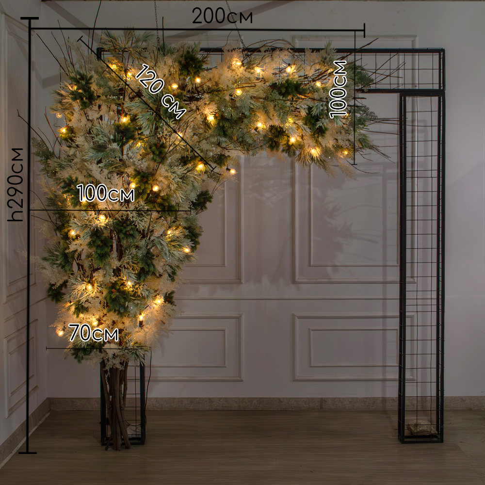 ДЛ181/СВ04(Пр)(Fix)(F)Декор вход.группы h300см н/прутьях, прист.с ретро-гирляндой,бело-сизый_2