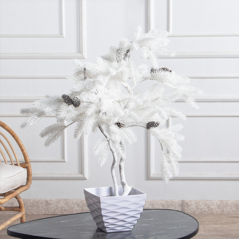 075/ВИТ/653(Пр)(F) Ель искусственная h75см в интерьерном кашпо,белая_1