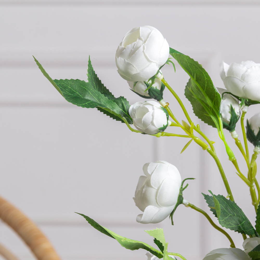 7141А/0443-3/23 Ранункулюс искусственный, 5 голов,  6 бутонов  h51см,  белый_2