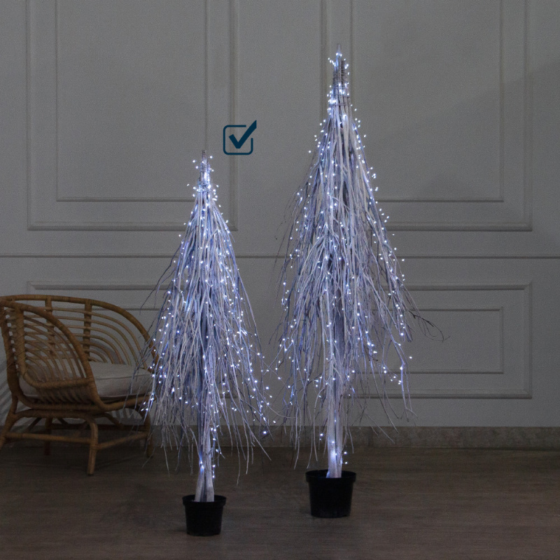 130/РН/СВ03х(Пр)(F) Ель в скандиновском стиле с гирляндой Роса h130см, белая_1