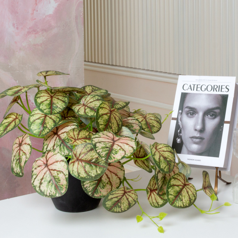 ЦС209-2(F) Пеперомия искусственная ампельная, зелен-розовая