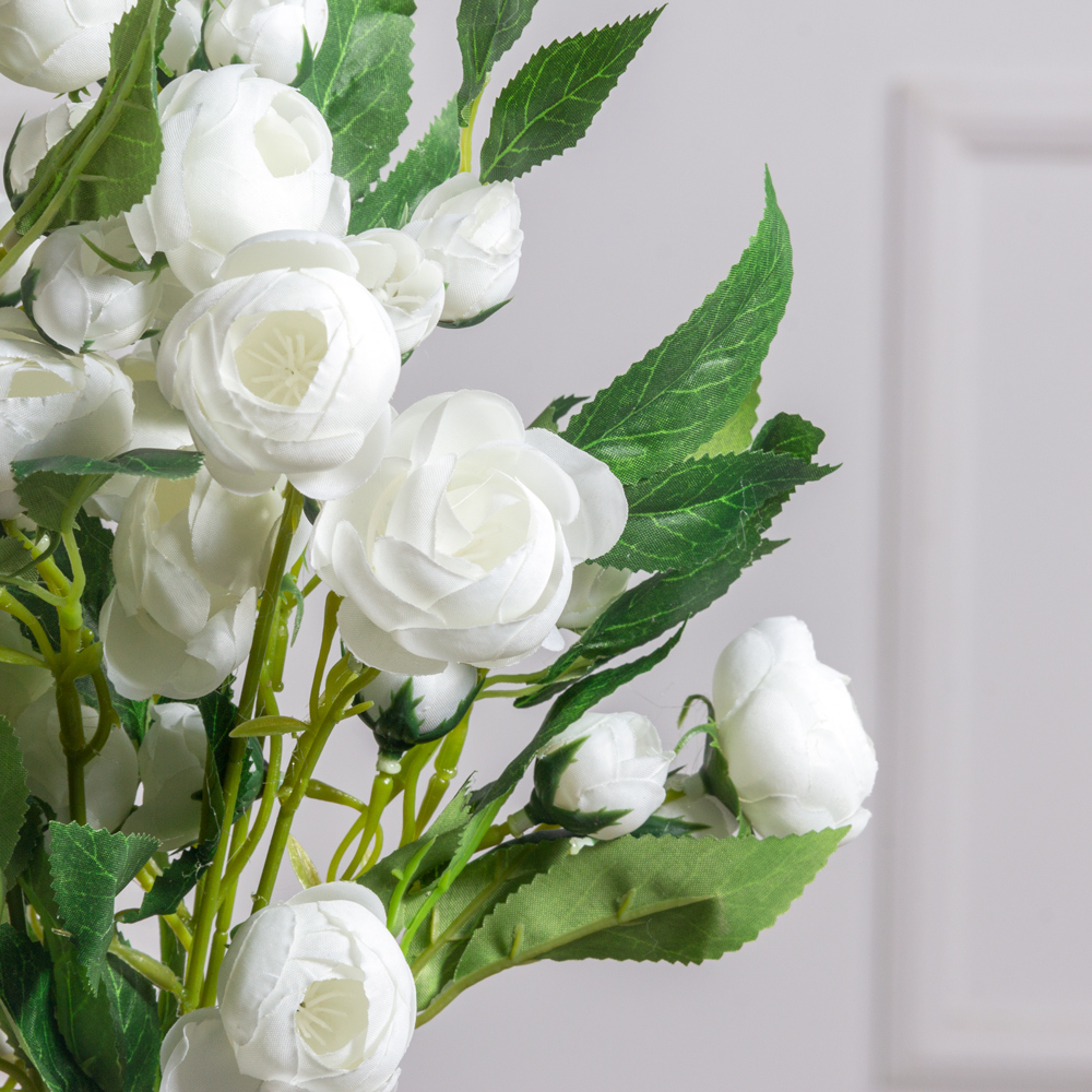 7141А/0443-3/23 Ранункулюс искусственный, 5 голов,  6 бутонов  h51см,  белый_1