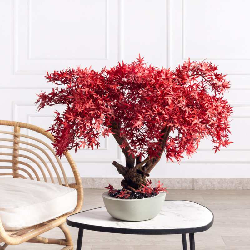 БЛ060/ОС/606-1(Пр) Клен искусственный веерный, мелкий h60см в интерьерном кашпо