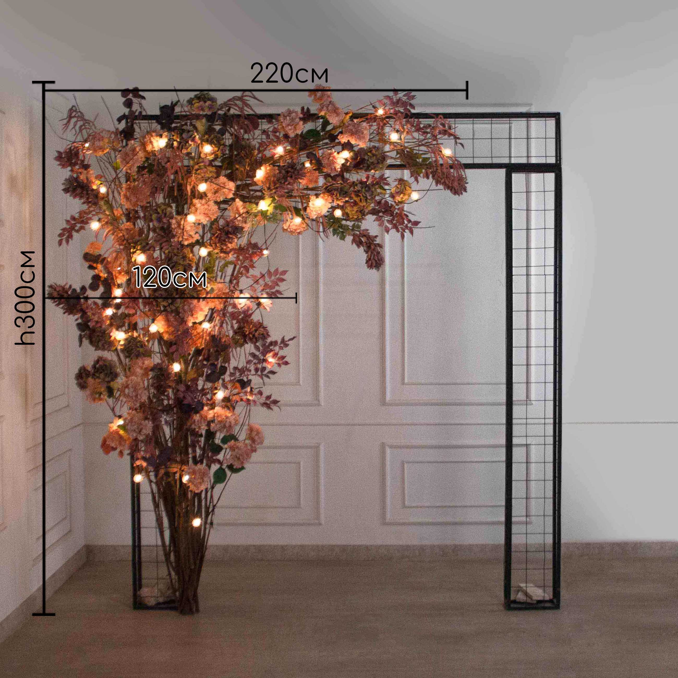 ДЛ177/СВ04(Пр)(Fix)(F) Декор вход, группы h300см на прутьях, пристен. с гирляндой,пепельно-пурпур._2