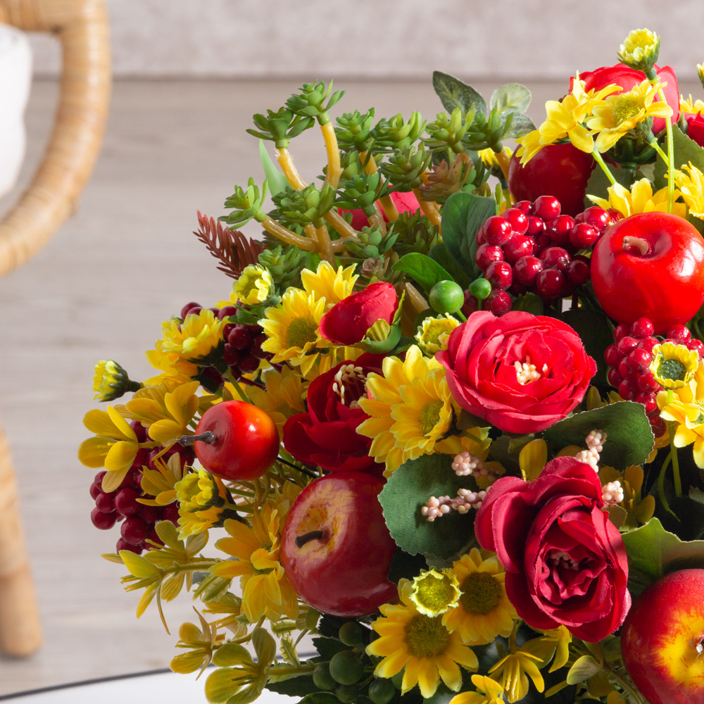 К10(F) Композиция искусственная с яблоками в интерьерном кашпо d30, h30см _2