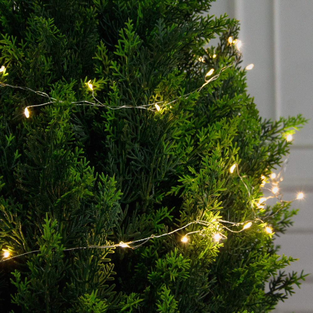 Т150/СВ03т/1460(Пр)(F) Туя искусственная конус  h150см с гирляндой Роса_5