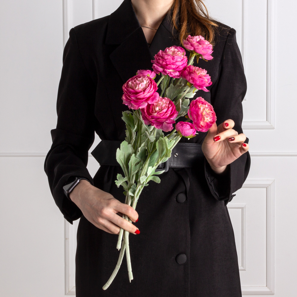 7141А/0443-17/7Р Ранункулюс искусственный 2 головы, 1 бутон h50см, цикламен_3