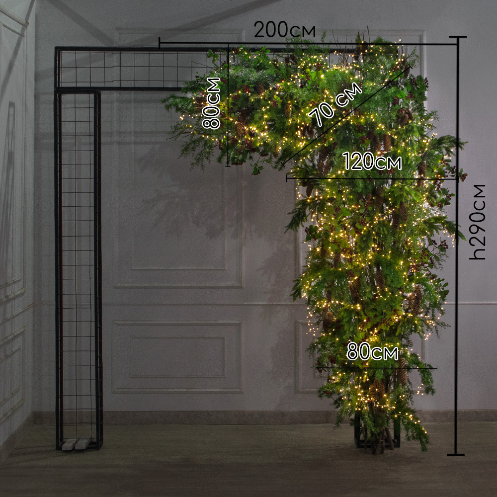 ДЛ183/СВ03т(Пр)(Fix)(F)Декор вход.груп. хвойный с ягодами h290см н/прутьях, прист.с гирляндой Роса_2