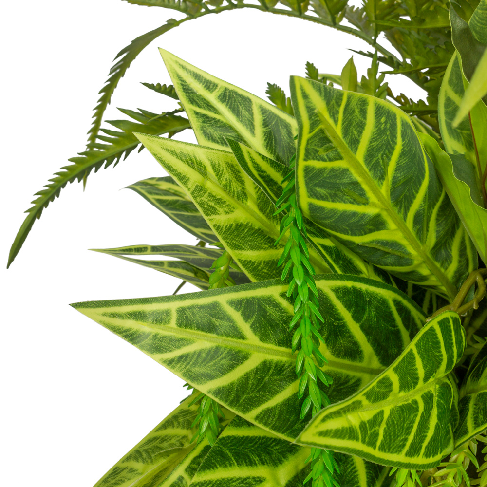 КМП8-2(з.) Композиция искусств. Папоротники с ампельным даксином в металлическом шаре d30см_2