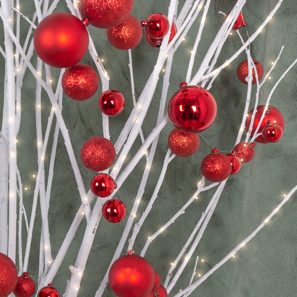 Л90 Гирлянда искусственная из новогодних шаров L100см, красная_2