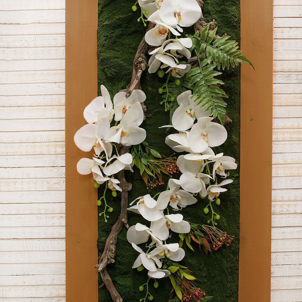 СКФ06/3(з) Фитокартина искусственная с орхидеями 50х200см в оранжевой раме_2