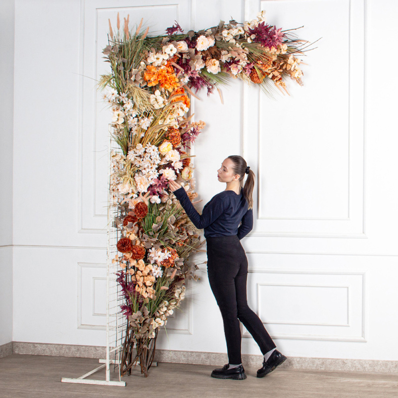 ДЛ170-1(з)(F) Декор входной группы h275 х L133 см на прутьях, пристен.,разборный бежево-терракот._1