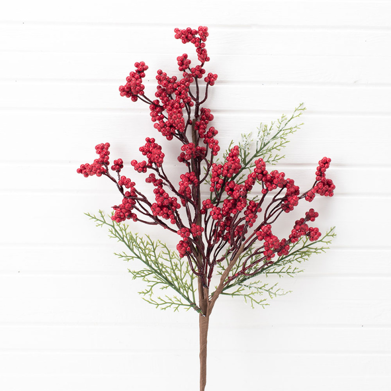 736/9127-15(АКЦИЯ)  Ветка с мелкими красными ягодами h60см