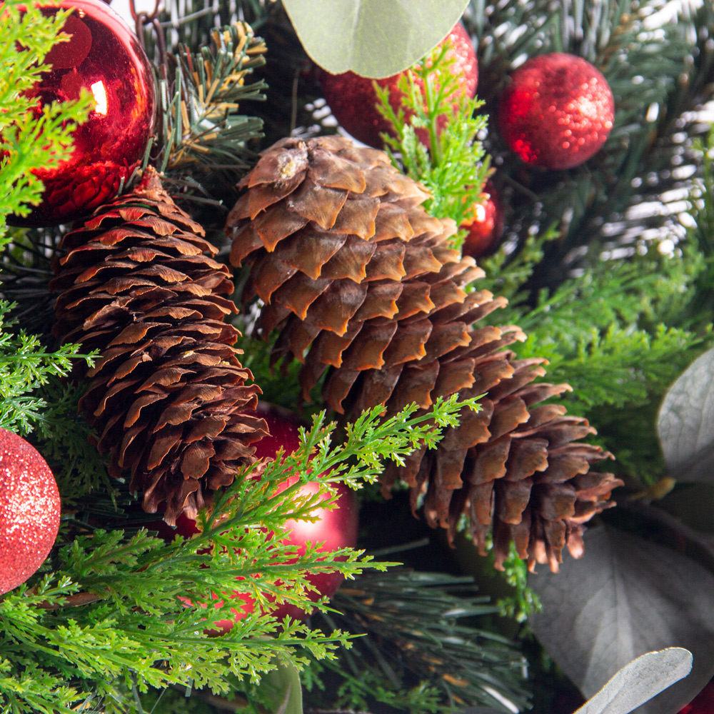 Л91(F) Гирлянда НГ искусственная на перила из туи с шарами L100см_2