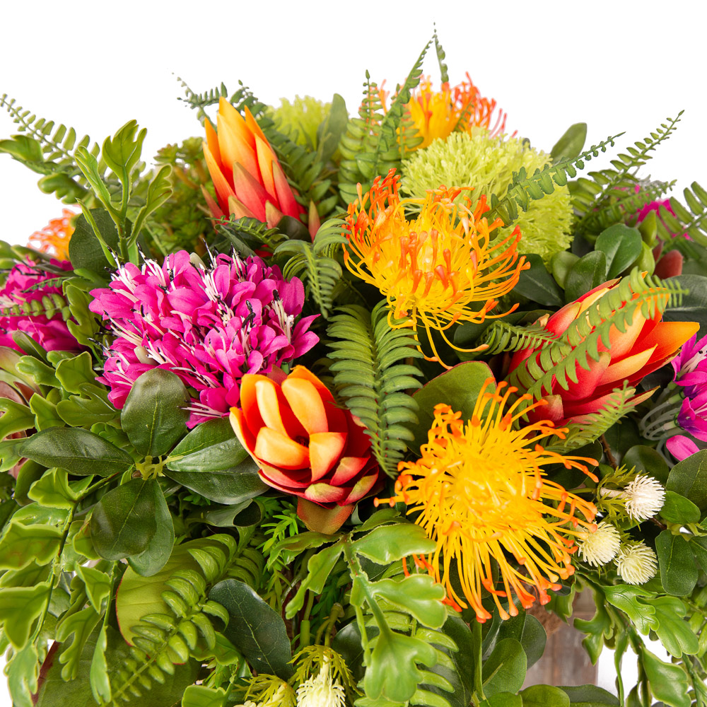 К08/2-2(з.) Композиция цветочная в круглом кокосовом боксе d29;h10см_3