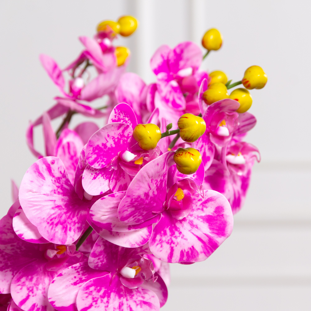7141А/0108-01/6(F) Орхидея  искусственная h100см 9 голов, фуксия пестрая(латекс)_1