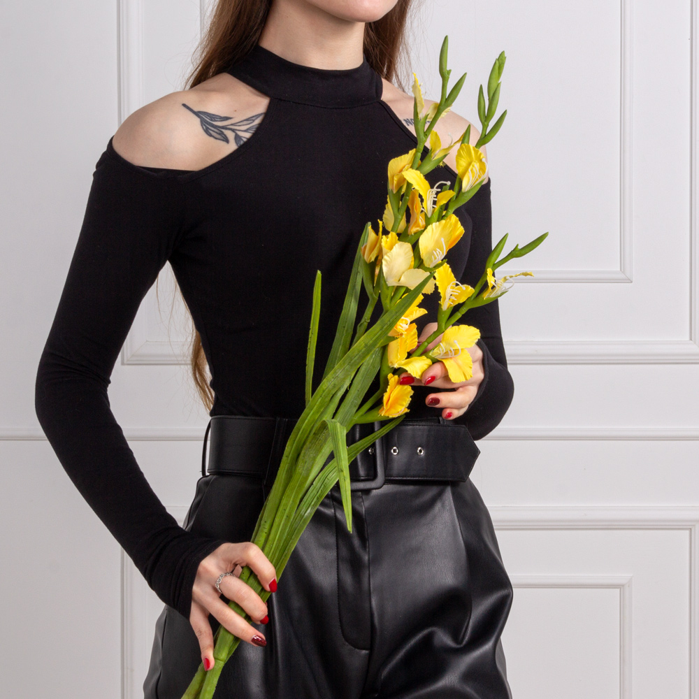 7141А/9120-26/2Р Гладиолус искусственный h85см, красный_3