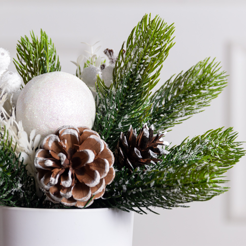 КНг50(F) Композиция НГ искусственная белоснежная h18см в кашпо d10см_3