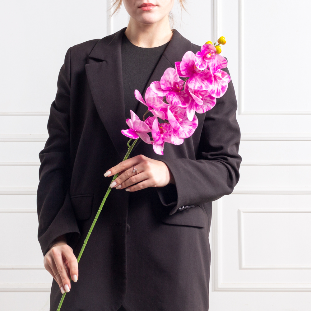 7141А/0108-01/6(F) Орхидея  искусственная h100см 9 голов, фуксия пестрая(латекс)_4