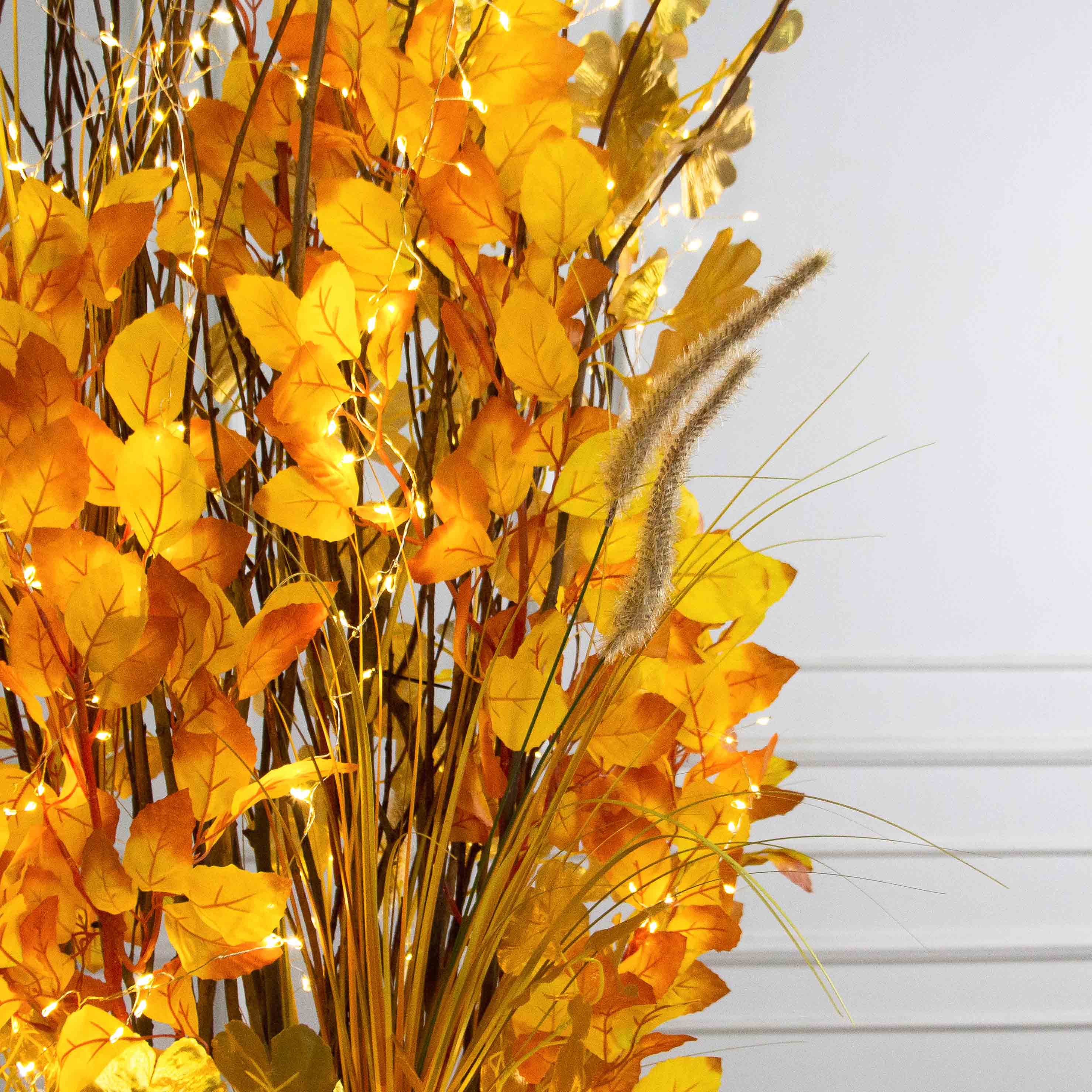 К550/СВ03(Пр)(F) Композиция искусственная на основании с гирляндой Роса, золото_5