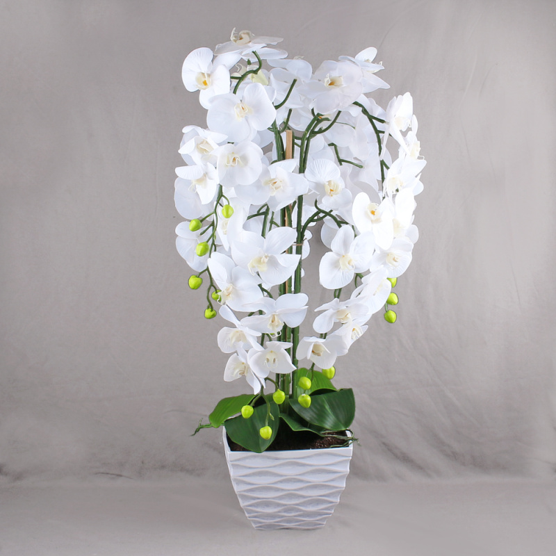 ЦК80*7/33-1(Promo) Орхидея h-80см латекс в интер. кашпо d-17см (белая) 7 цветов