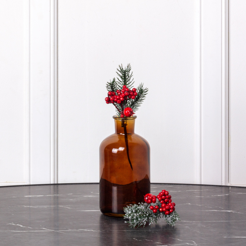 736/9271-05Р*3 Ветка еловая с ягодами  h18см, комплект 3 шт