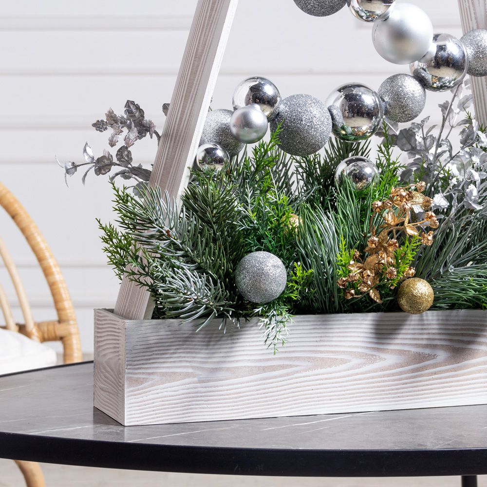 КНг59-1(Пр)(F) Композиция искусственная НГ Елочка в ящике 40х9хh8см, серебро_2