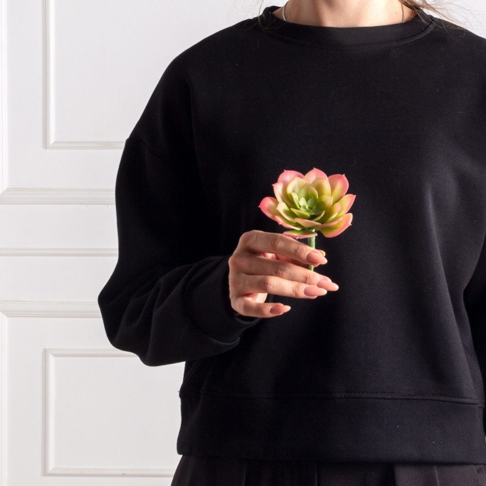 7143/9165-17/2(з)(F) Суккулент искусственный Эхеверия каменная роза d10см, розовая_2