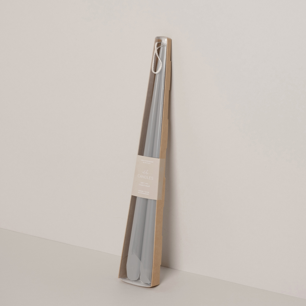 СК35-2(Fix)(F) Свеча коническая 35см Оттенок №2 (светло-серый) 2шт/уп_1