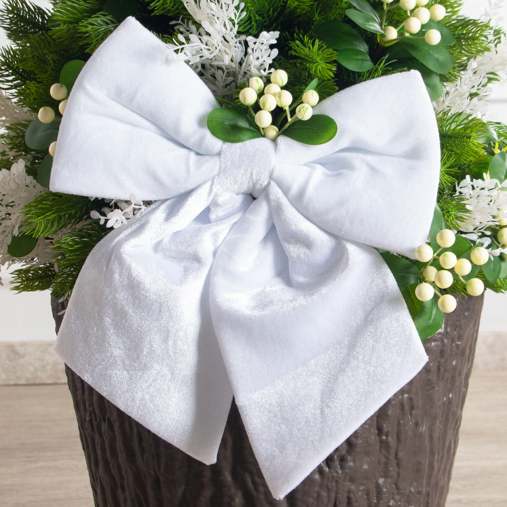 080/289-1(Пр)(Fix)(F) Ель искусственная h80см с белым декором на основании_4