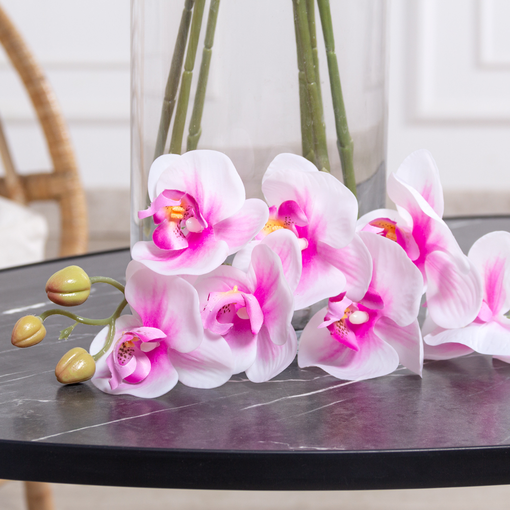 7141А/0108-02/20(F) Орхидея  искусственная h80см 7 голов, бело-розовая(латекс)_2
