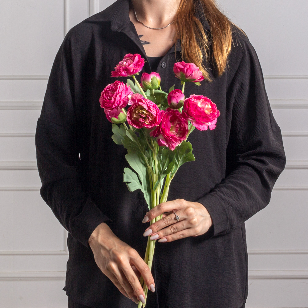 7141А/9149-09/7(F) Ранункулюс искусственный h50см, цикламен, 2головы, 1бутон_2