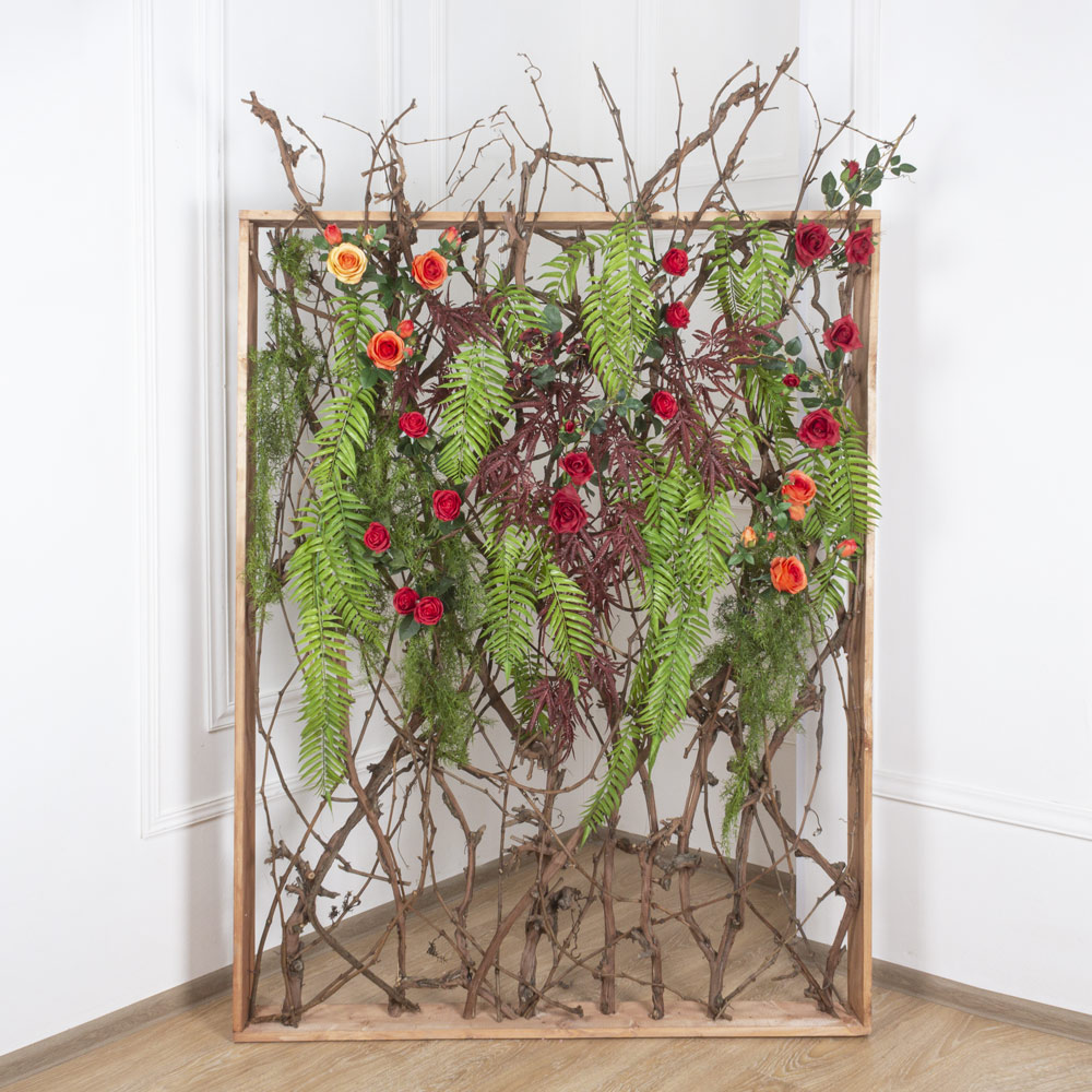 Ш180/60-2(з) Ширма декоративная искусственная цветочная в раме 140хh180см, бордо _1