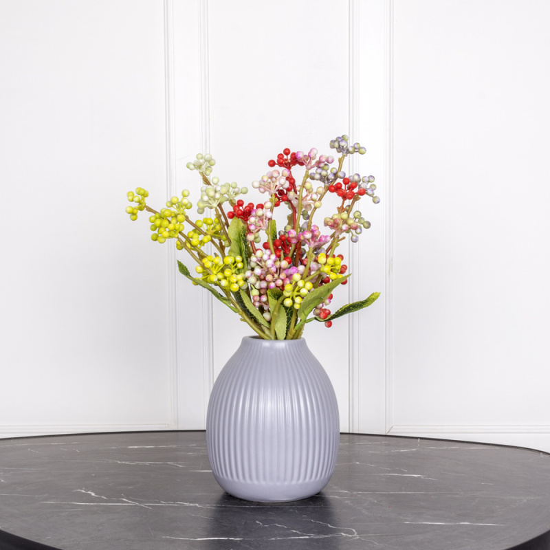 7143/А2783-54 Ягоды с листьями искусственные куст 5 частей, h50см(микс)