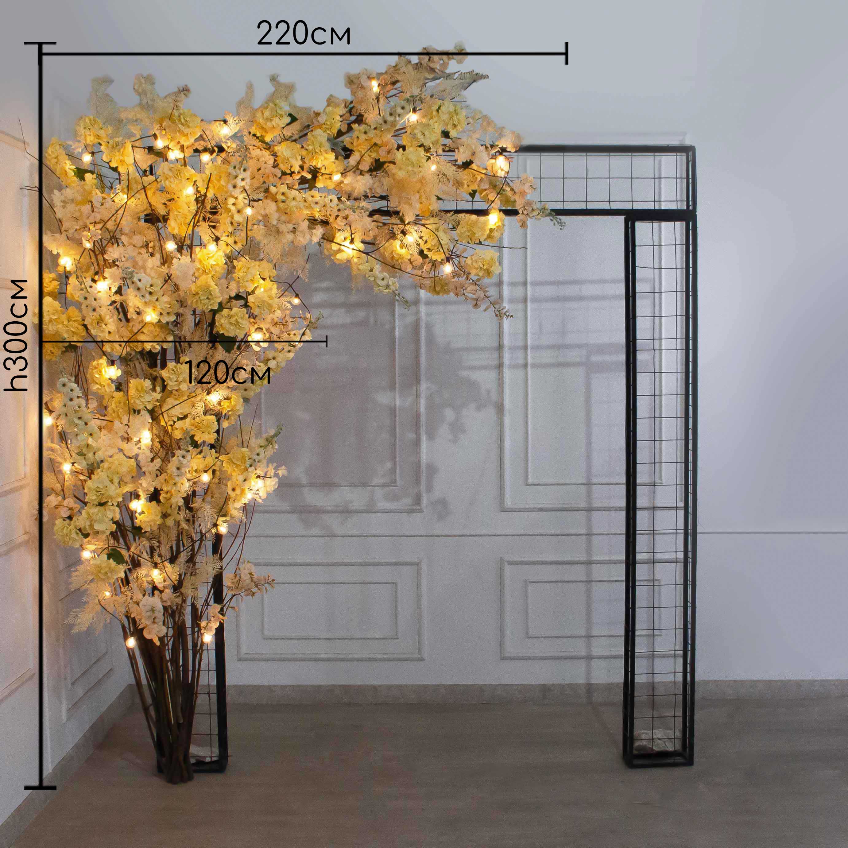 ДЛ173/СВ04(Пр)(Fix)(F) Декор входной группы h300 см на прутьях с ретро-гирляндой,пристенный,крем._2