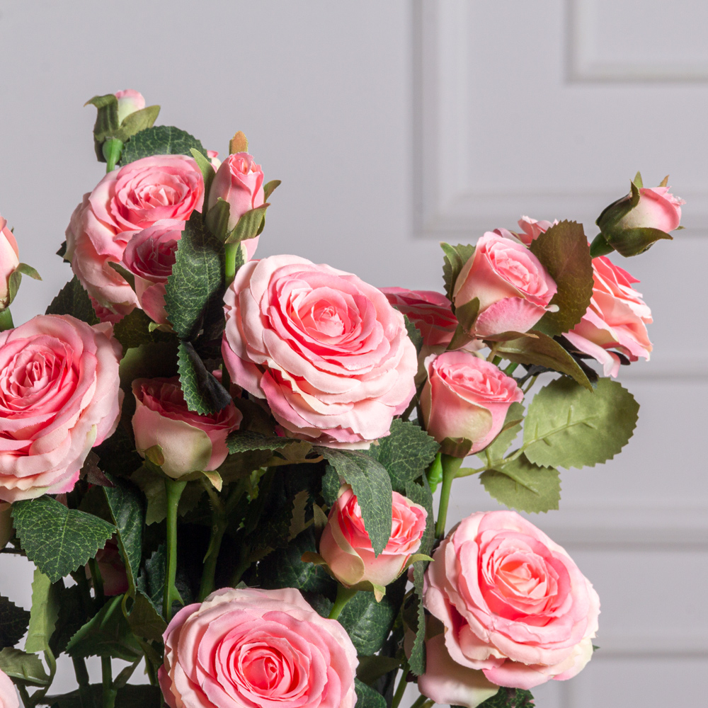 7141А/9149-11/1(F)Роза искусственная h75см, розовая, 3головы, 4бутона, шёлк_1