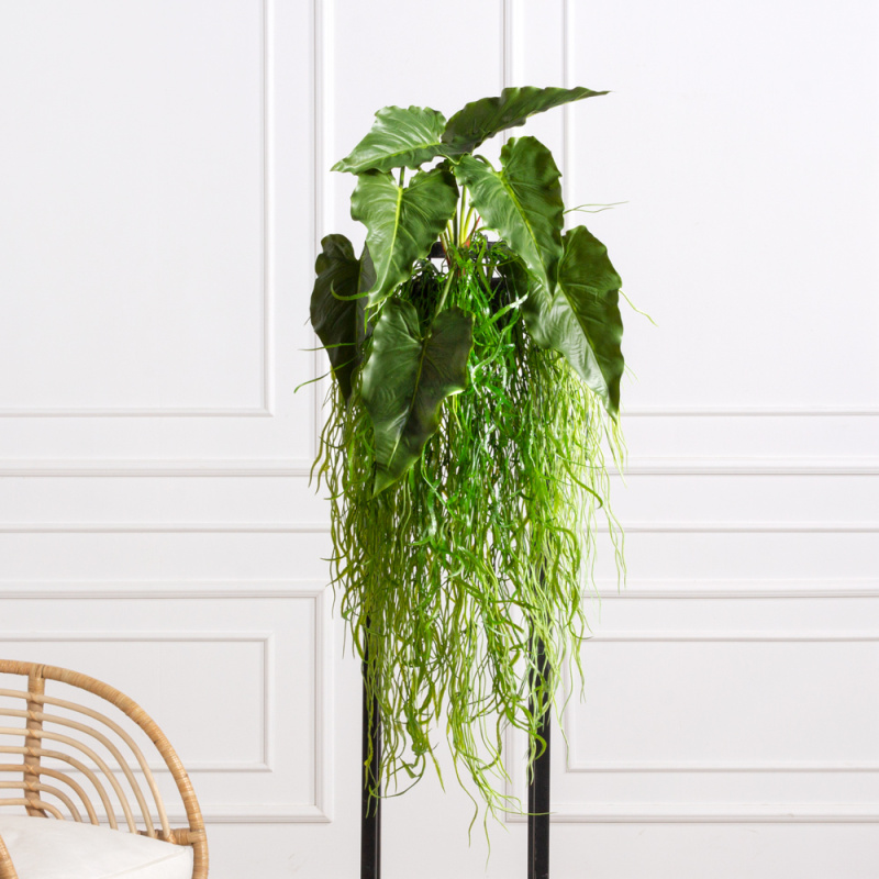 БК 19(F) Композиция с ампельной травой патина на блоке 15*h10см_6