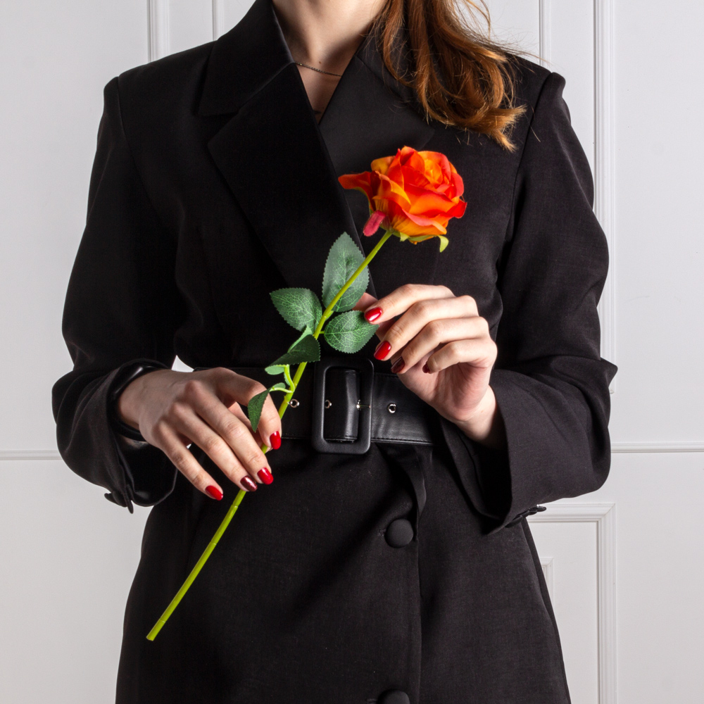 7141А/0443-09/18Р Роза искусственная 1 голова d8см, h44см, оранж._4