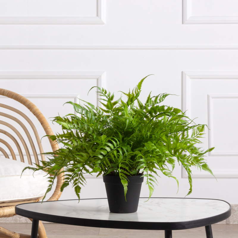 КС90 Папоротник Циртомиум искусственный ампельный h28см в кашпо d11см