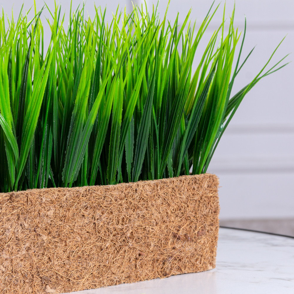 ТД051(F) Трава искусственная короткая h15см в кокосовом боксе 25х8х8см _2
