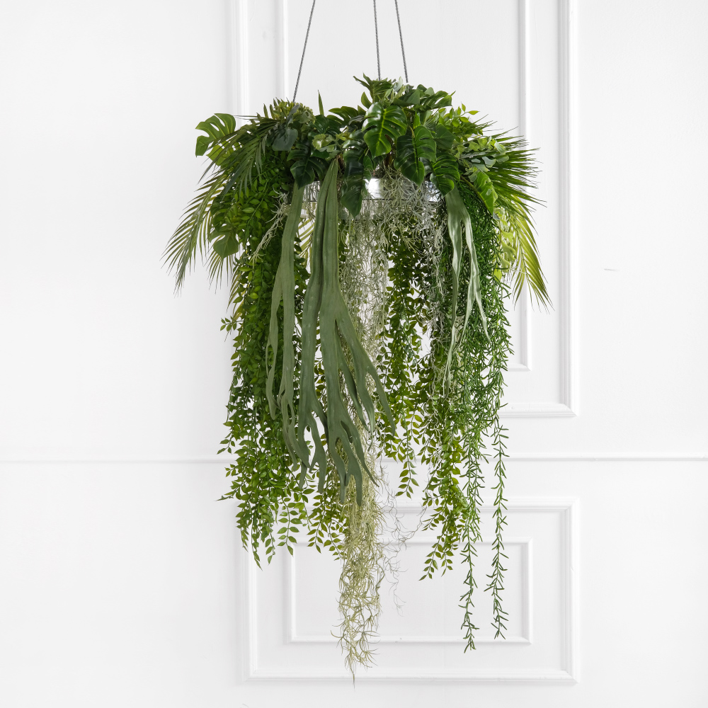 КЗ/23(F) Композиция искусственная Тропический микс с Тилландсией d40см на основ. с зеркальным дном_2