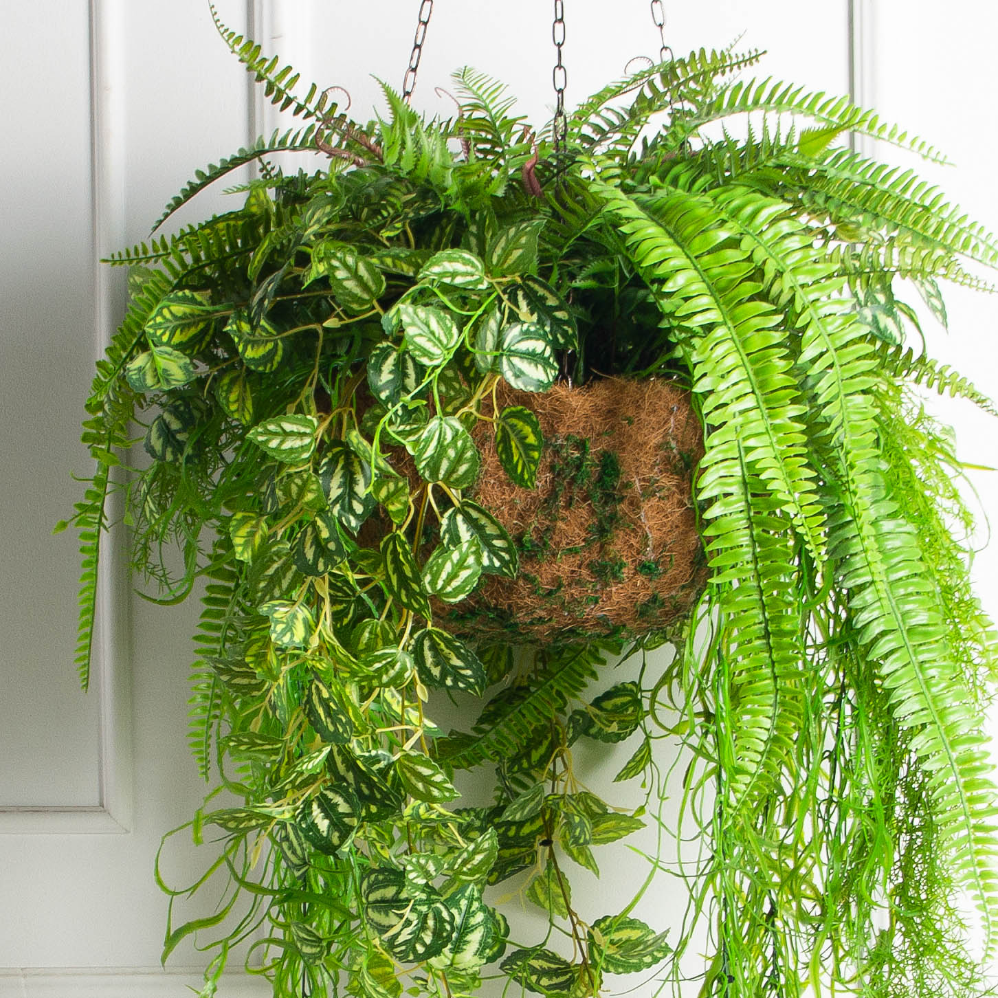 ККВ09 Папоротник искусственный с ампельной пилеей в коковите_2
