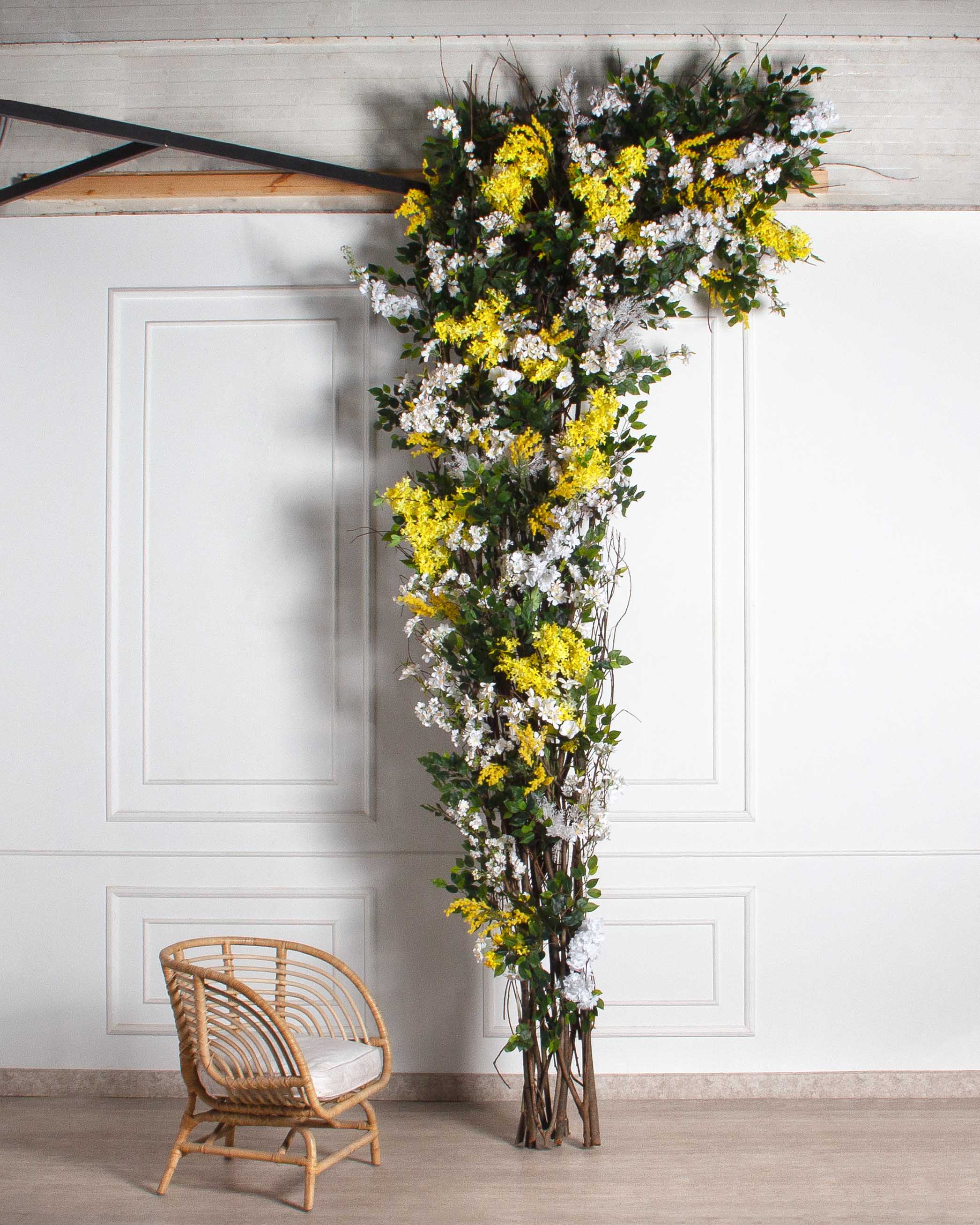 ДЛ159-1(з)(F) Декор входной группы цветочный h 380 см на стволах, пристенный(ширина 140см)_4