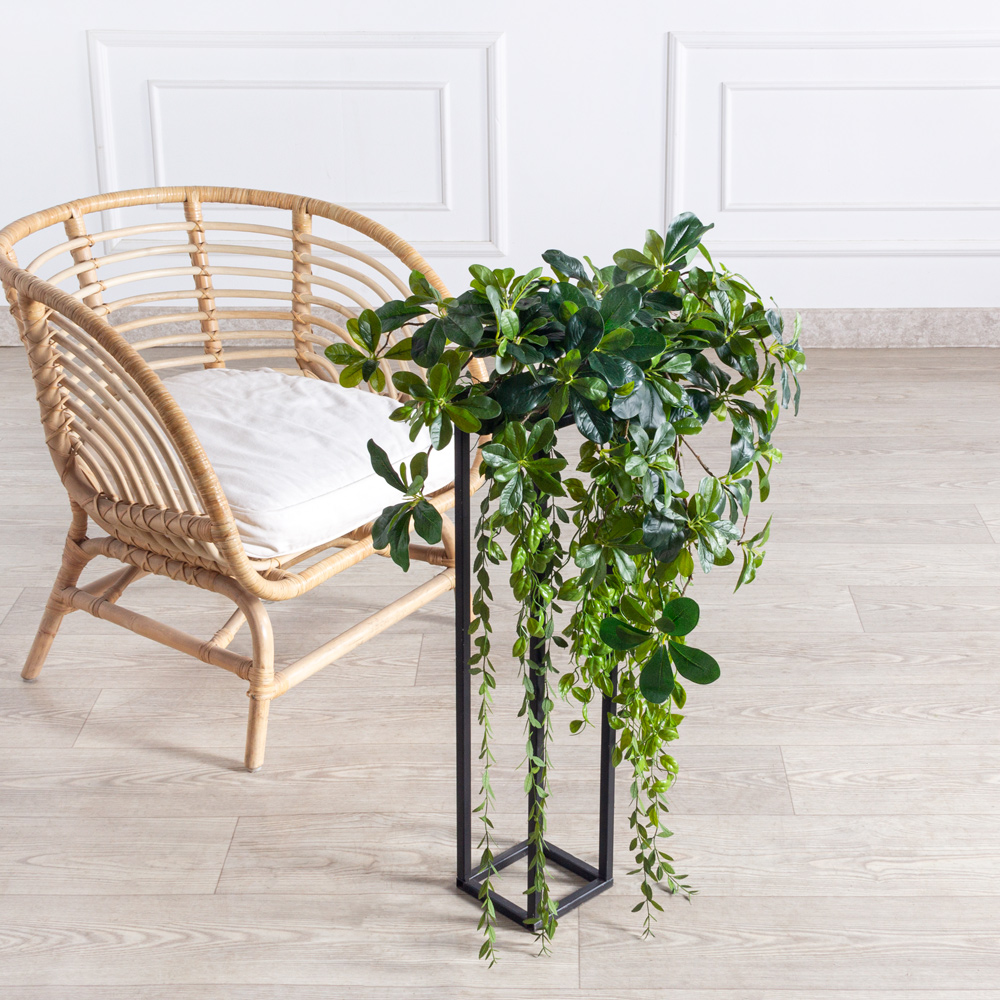 К310/6(з)(F) Композиция искусственная Шеффлера с ампельными растениями на основании 30х8х3см_1