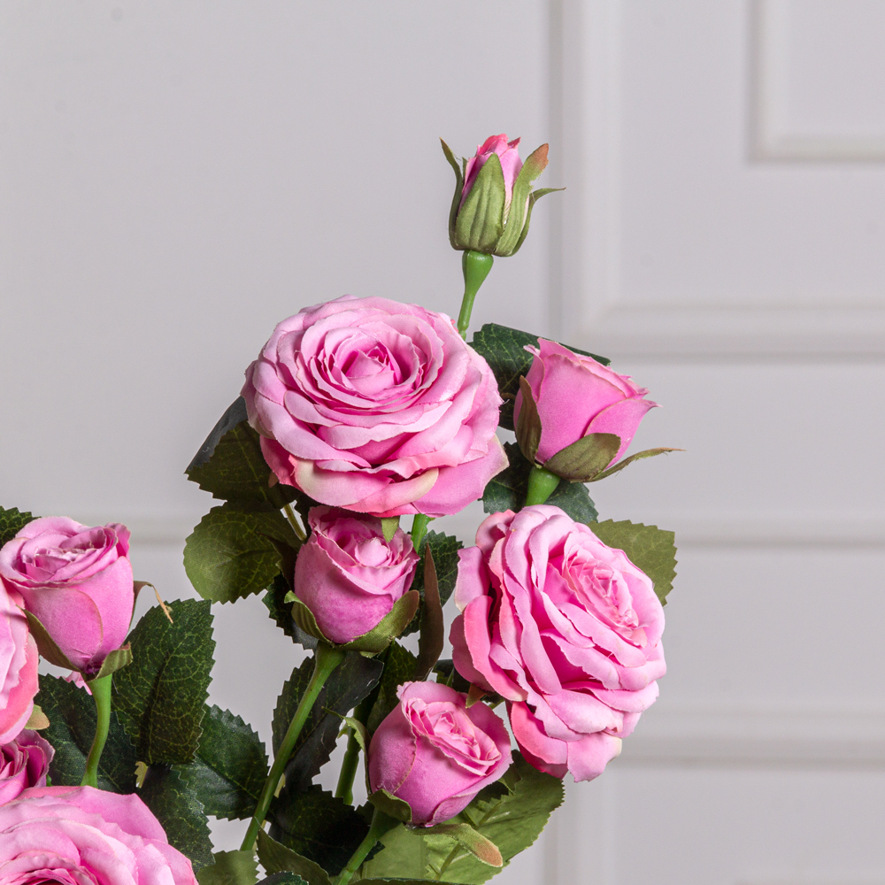 7141А/9149-11/8(F) Роза искусственная h75см, сиреневая, 3головы, 4бутона, шёлк_2