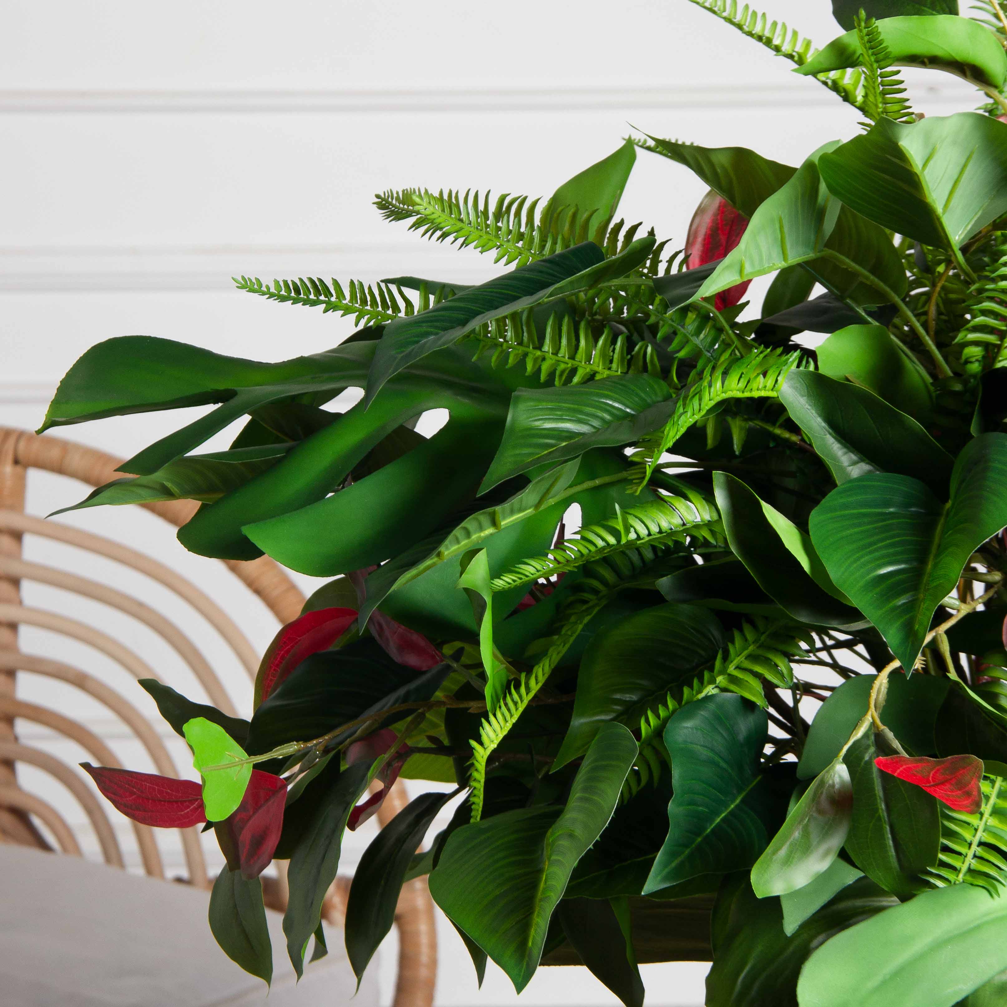 ВМ35-2(з)(Пр)(F) Композиция искусственная Микс зелено-бордовая на вставке 50х22х3см_3