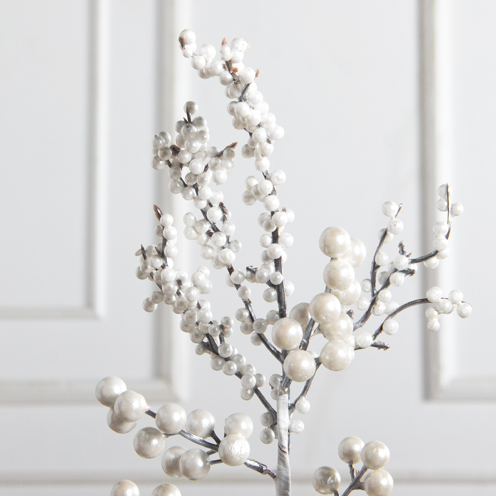 736А/9271-0169(F) Ветка с белыми ягодами h74см(44+30см) 10 частей_2