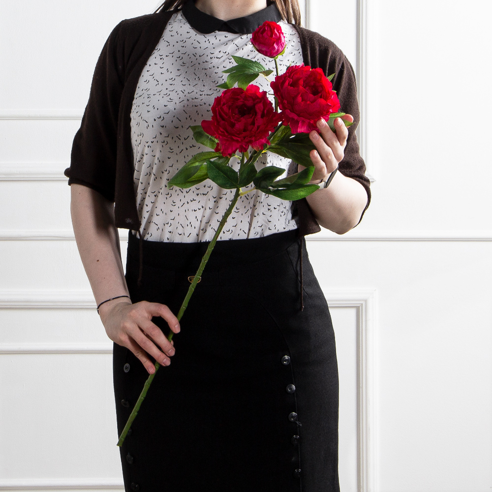 7141А/9122-0346/11(F) Пион искусственный h77см 2головы 1бутон,бордовый_6